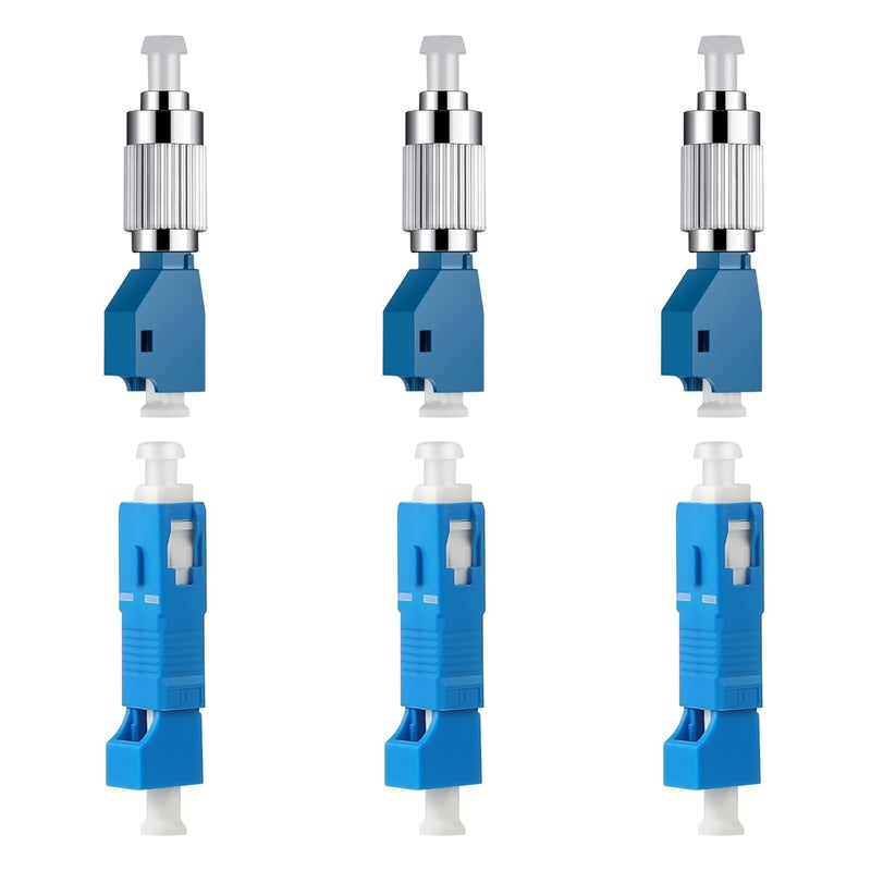 Moocci 3PC FC Male to LC Female Hybrid Optical Fiber Convertor Adapter+ 3PC LC Female to SC Male Hybrid Flange Singlemode 9/125 SM Optical Fiber Adapter Connector - Image 1